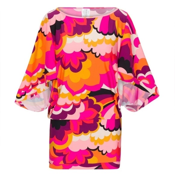 Trina Turk large Fan Faire Swim Tunic Dress boat neck abstract - Picture 5 of 8